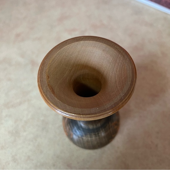 Hand Turned and Carved Wooden Vase - Picture 6 of 9